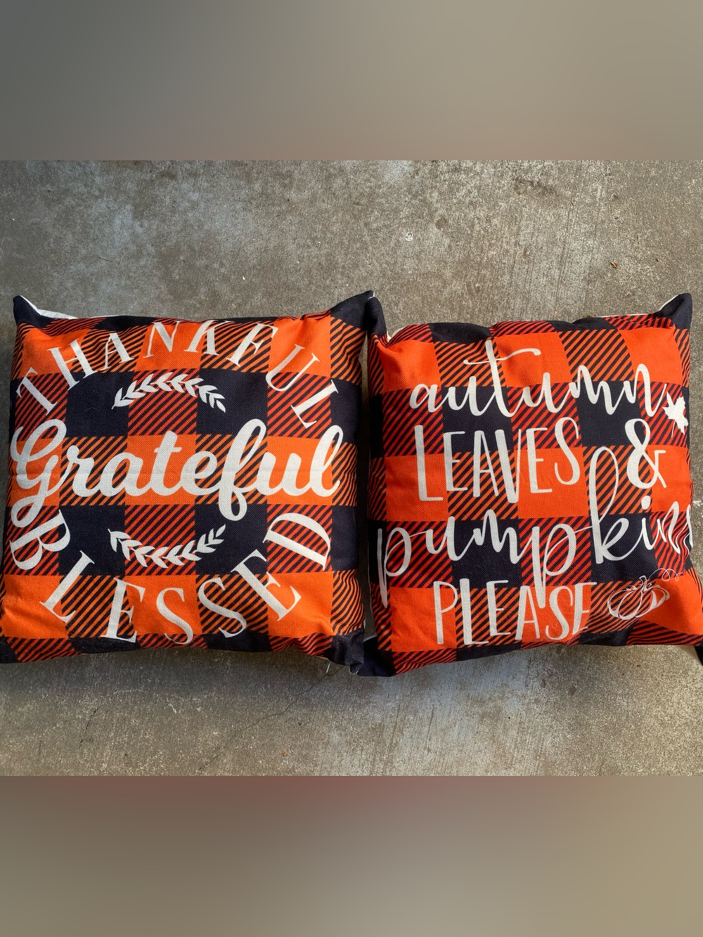 Orange & Black Buffalo Plaid Fall Decor Pillow Set